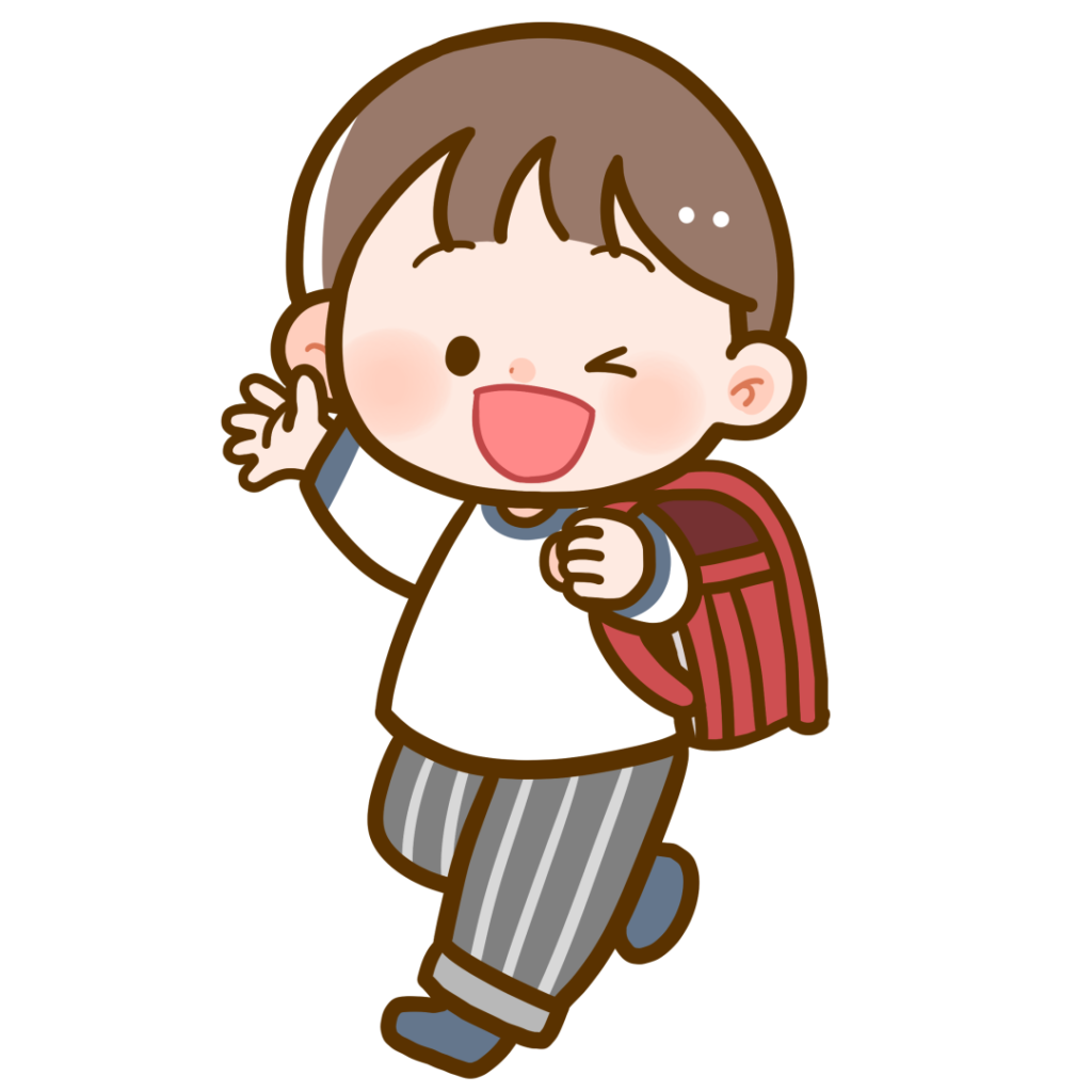 ランドセルを背負った小学生　赤